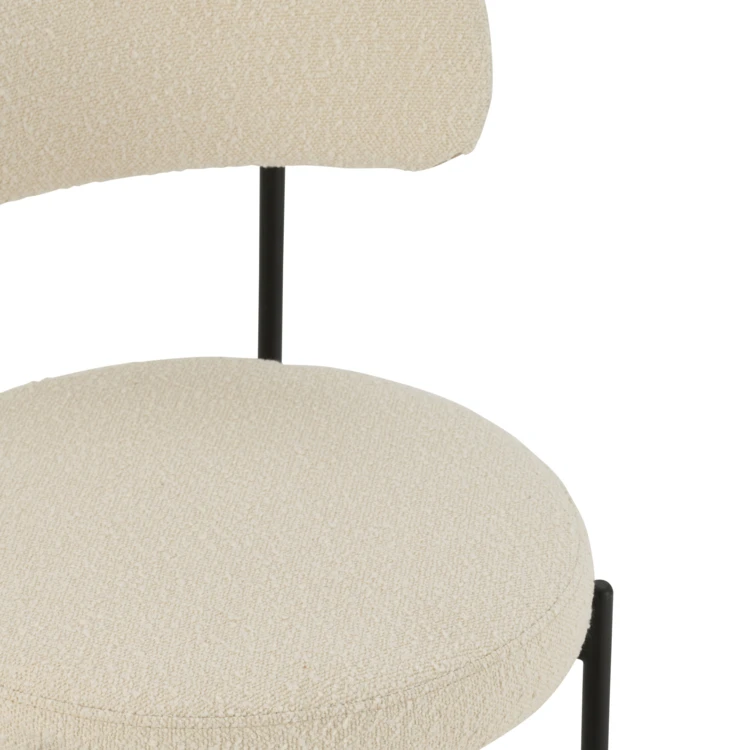 Silla de bar de metal con tejido bouclé