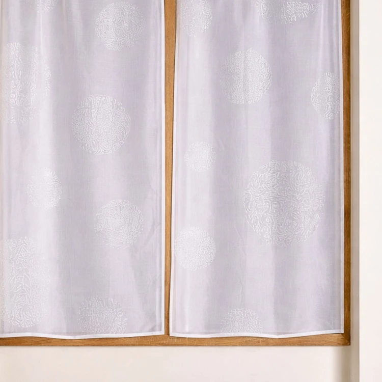 Paire de petits voilages en étamine motif argent