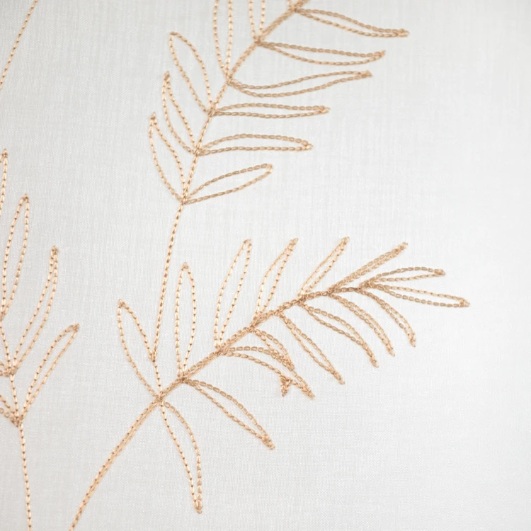 Paire voilages avec motif feuilles brodées