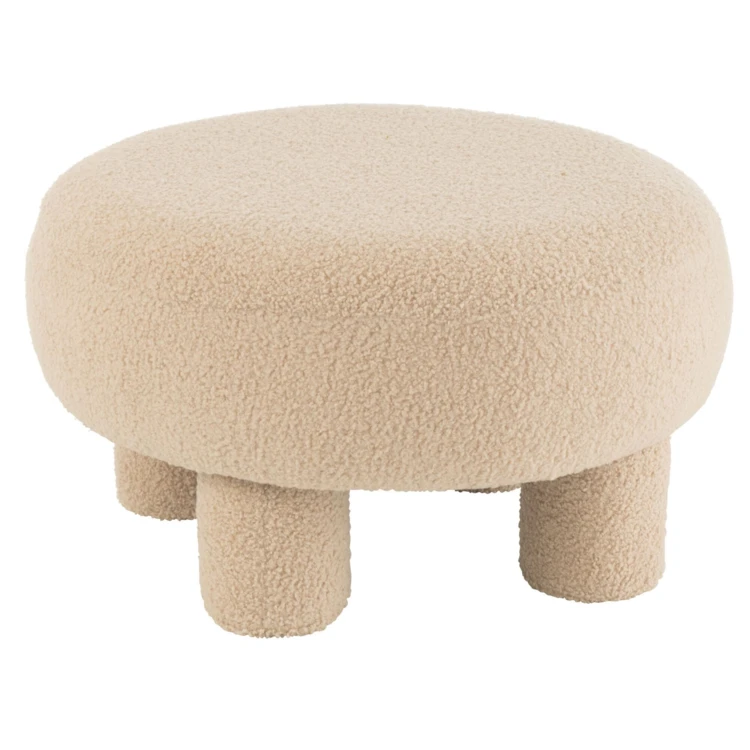 Puf redondo de tejido bouclé