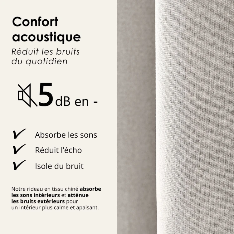 Rideau 100% occultant thermique phonique chiné