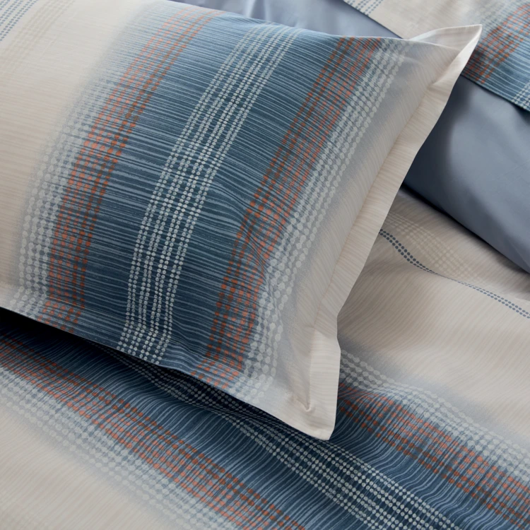 Parure de draps 4 pièces percale de coton dégradé rayé draps + taies