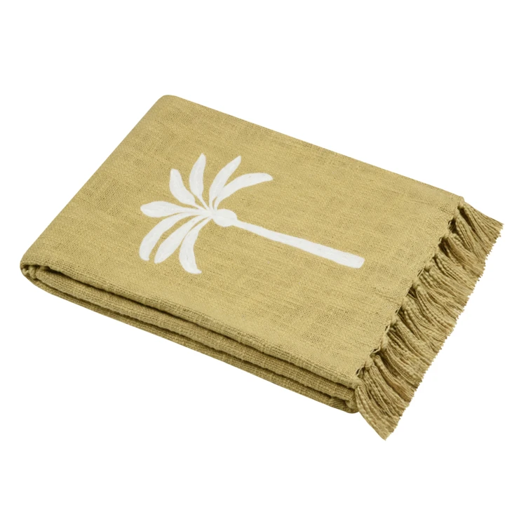 Plaid décoratif motif palmier esprit exotique