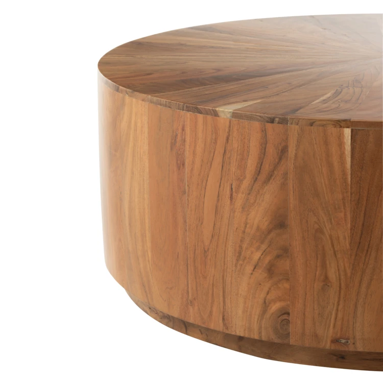 Mesa de centro redonda de madera de acacia