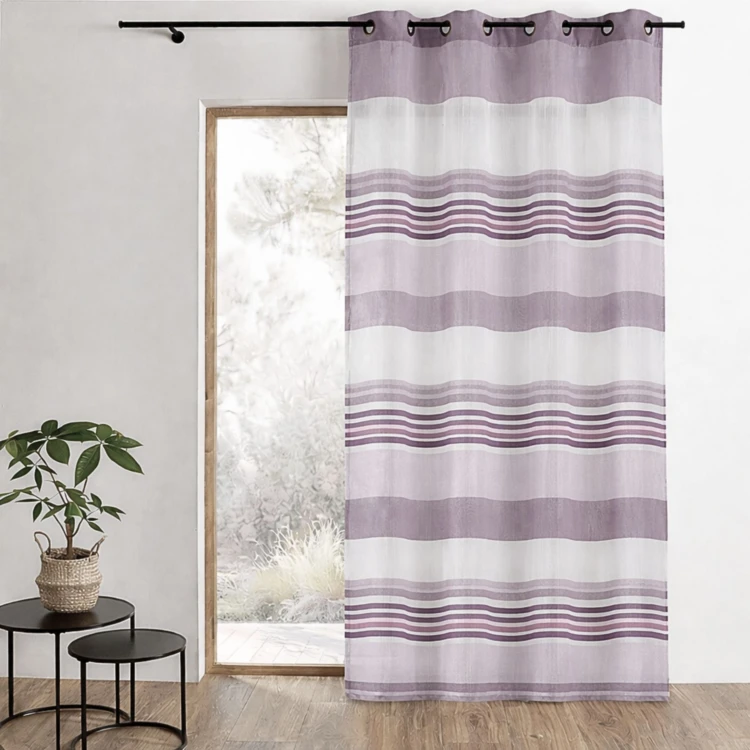 Voilage Organza rayures horizontales tissées
