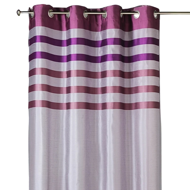Rideau en shantung coloré avec parement ton sur ton