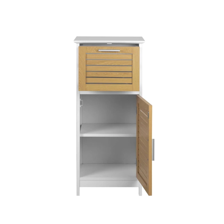 Meuble bas de salle de bain avec porte à lames et rangement