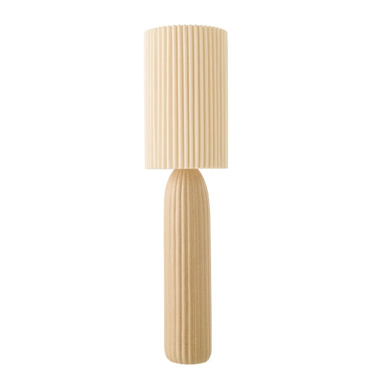 Lampadaire en poterie avec abat-jour plissé