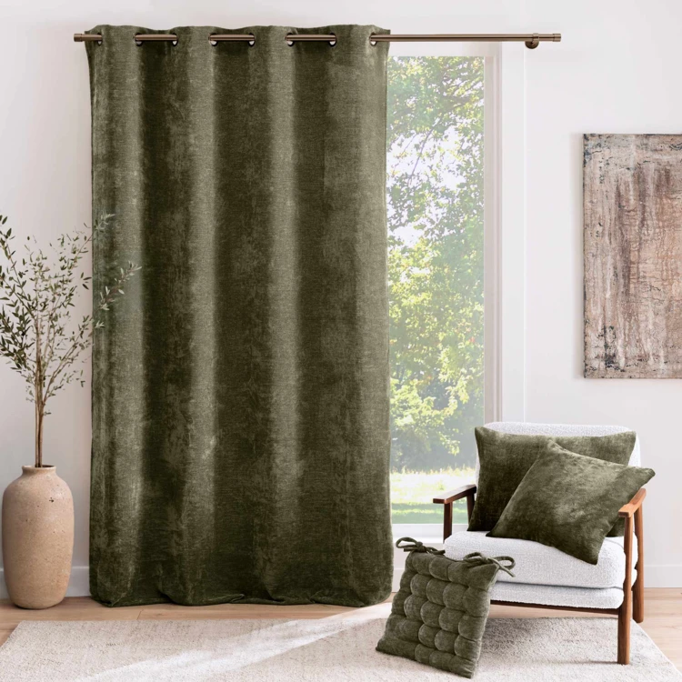 Rideau tamisant à œillets en velours chenille