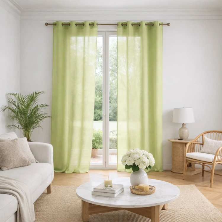 Voilage poly-lin uni  fluide