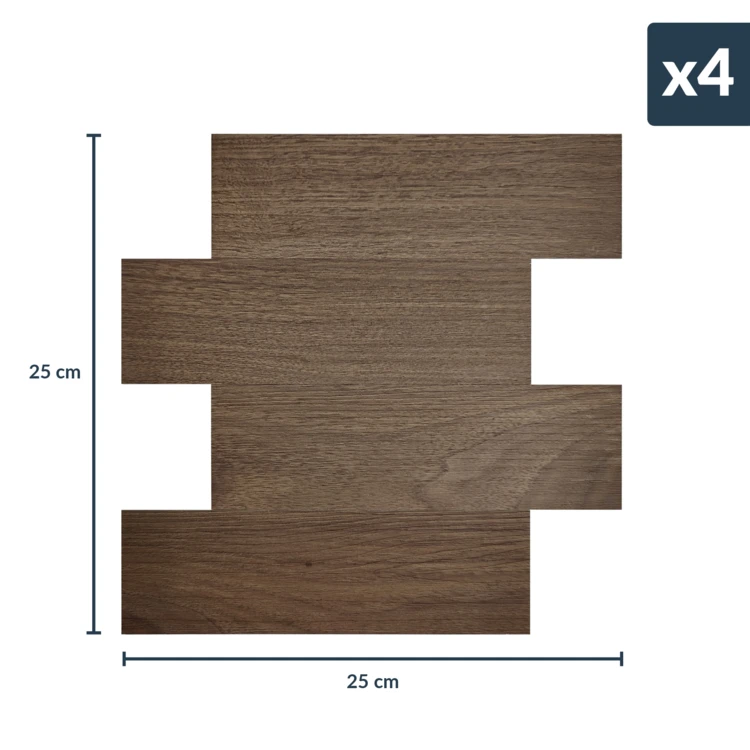 Zelfklevende 3D-wandpanelen met houteffect, 4 stuks