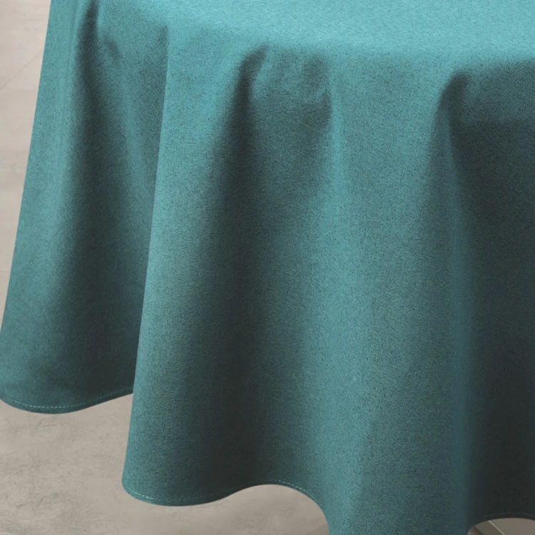 Nappe déperlante anti-taches effet lin pour table ronde