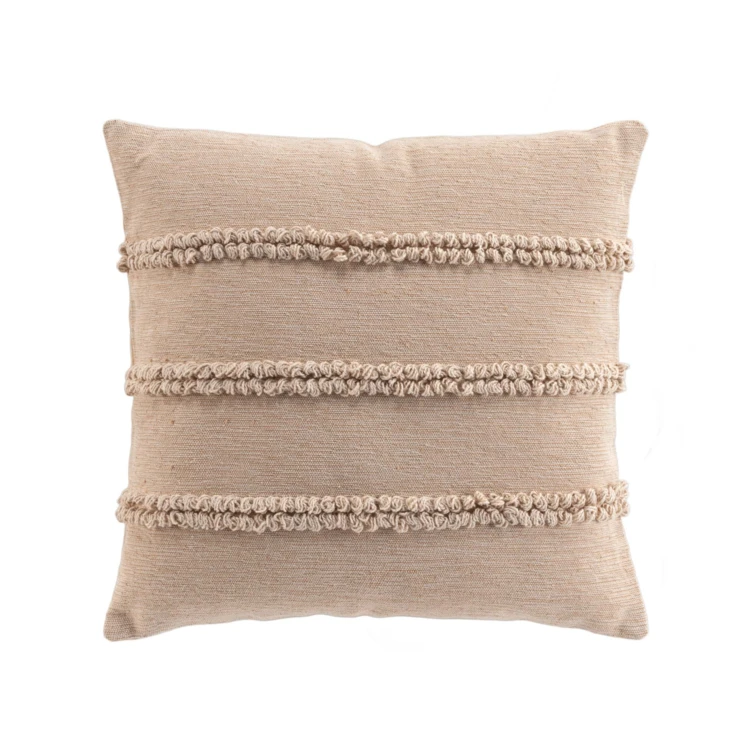 Coussin déhoussable en polycoton avec bandes bouclées