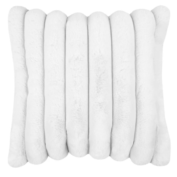 Coussin en fausse fourrure ultra douce à bandes
