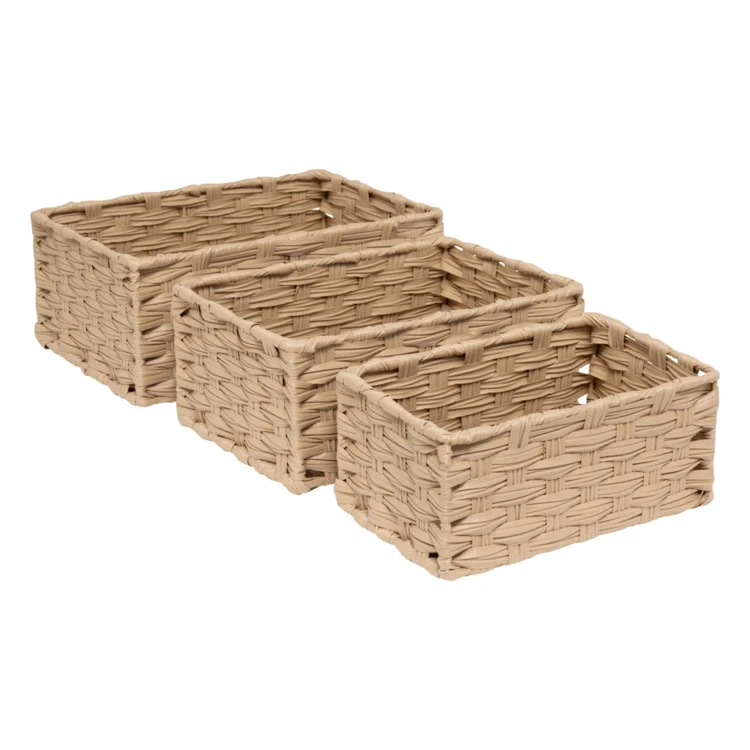 Juego de 3 cestas altas tejidas