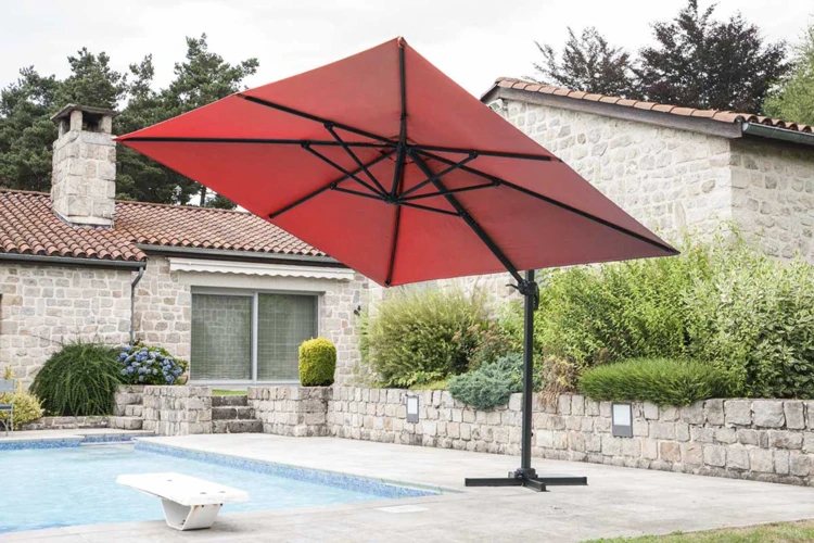 Parasol desviado 3 x 4 m con chimenea