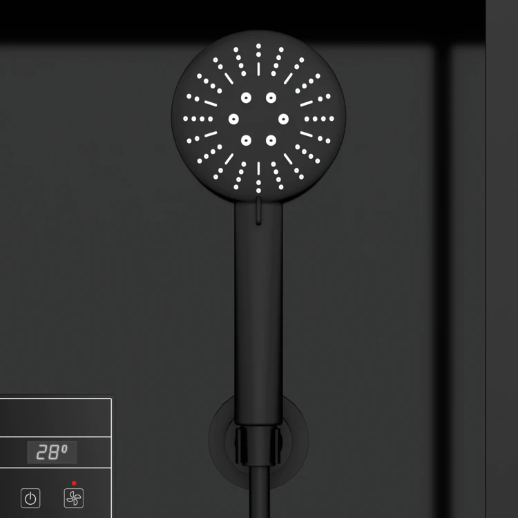 Cabine de douche hydromassante 1/4 de cercle  portes coulissantes et panneau de contrôle