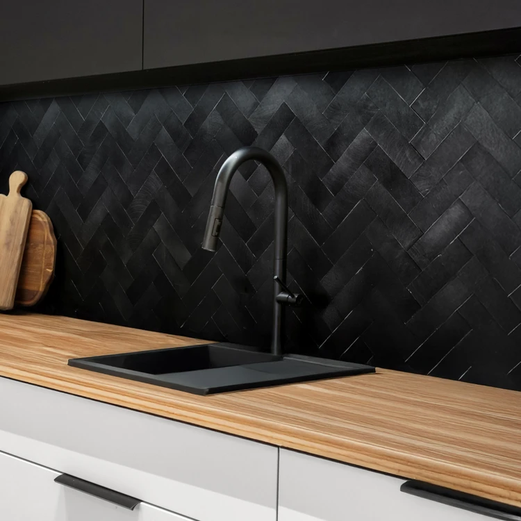 Crédence adhésive murale 3D effet chevron 4 pièces