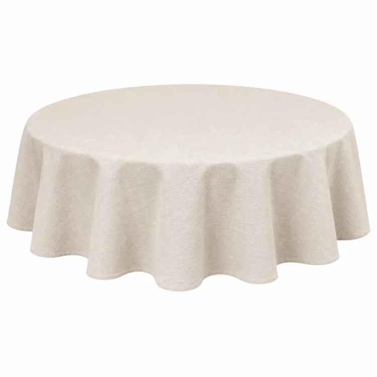 Runde Tischdecke Polybaumwolle Leinenoptik