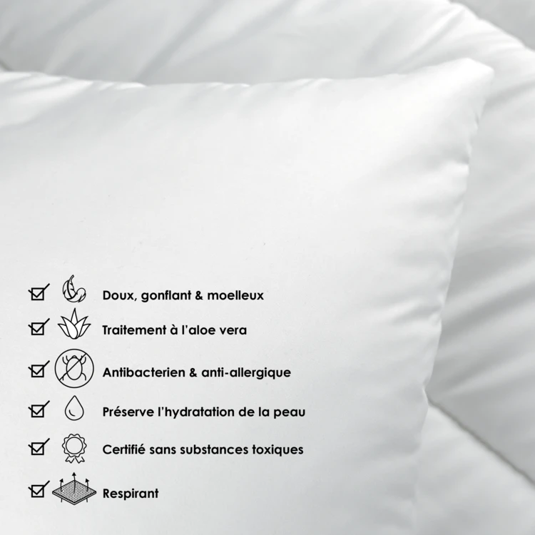 Almohada de microfibra transpirable con tratamiento de aloe vera