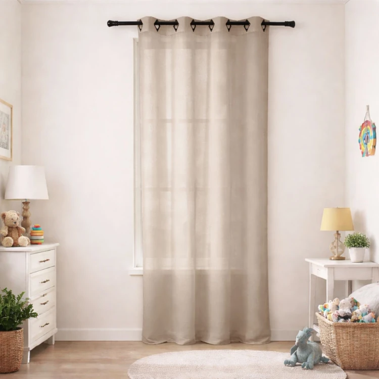 Voilage en Etamine Légère Unie à Oeillets Carrés