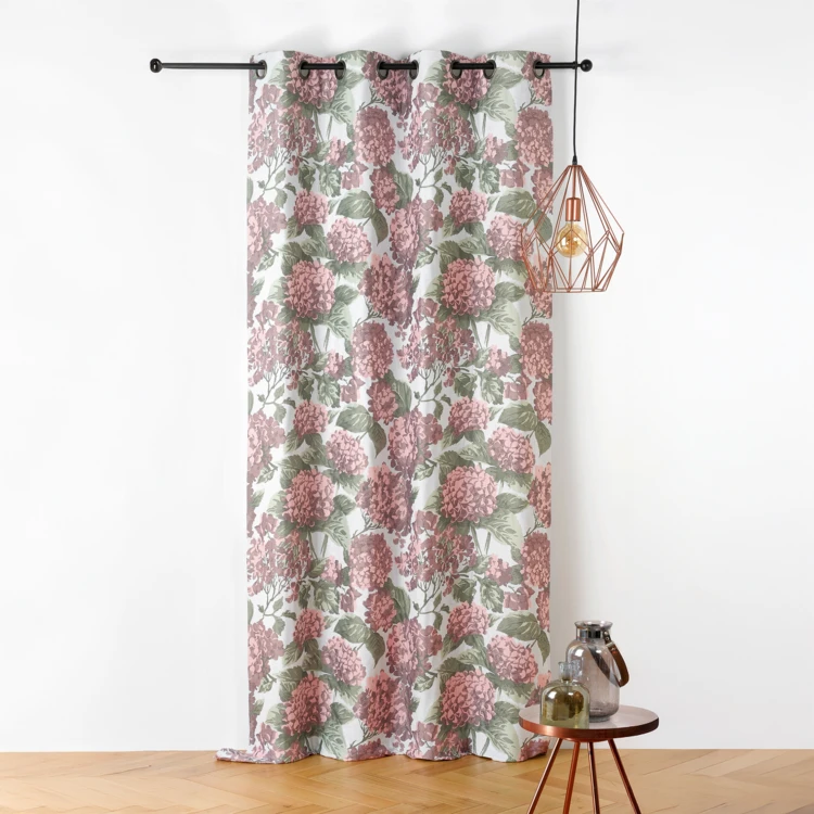 Rideau jacquard à motif hortensia