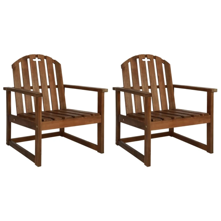 Lot de 2 chaises de jardin en bois d’acacia avec accoudoirs