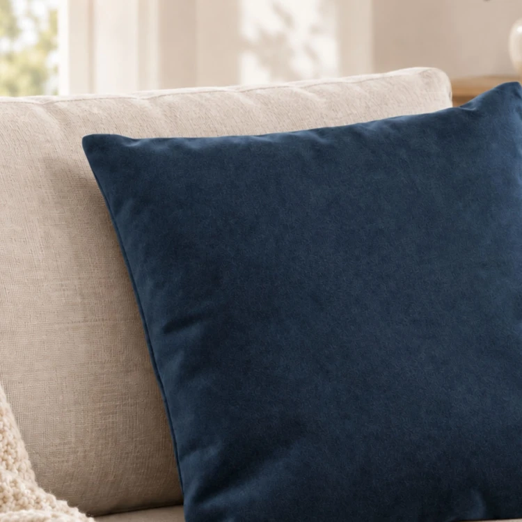 Coussin velours effet peau de pêche