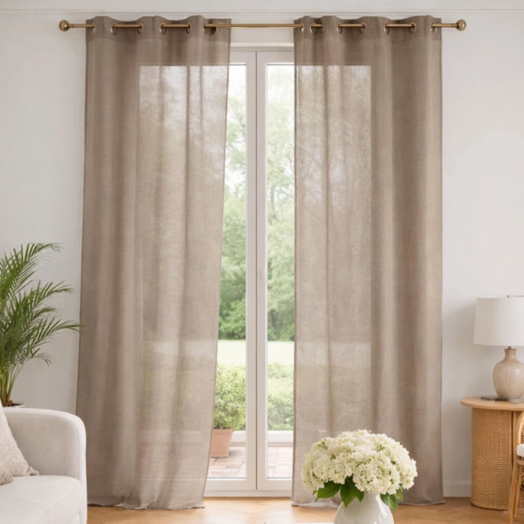 Voilage poly-lin uni  fluide