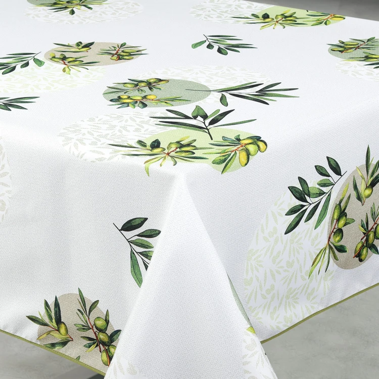 Nappe anti-tâche rectangulaire motif olive