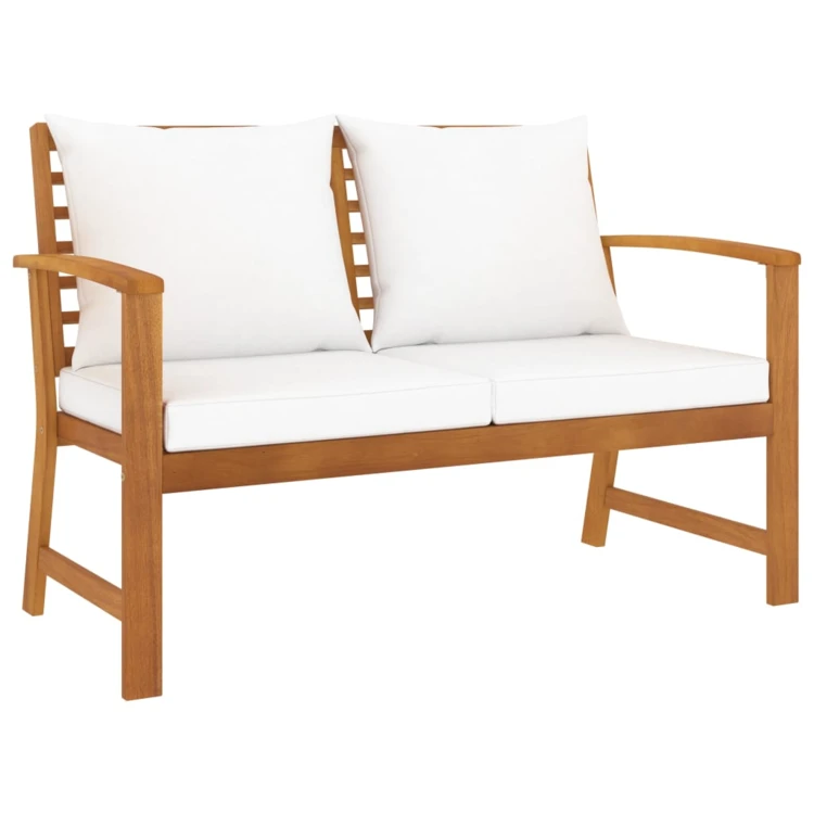 Banc de jardin en bois avec coussins