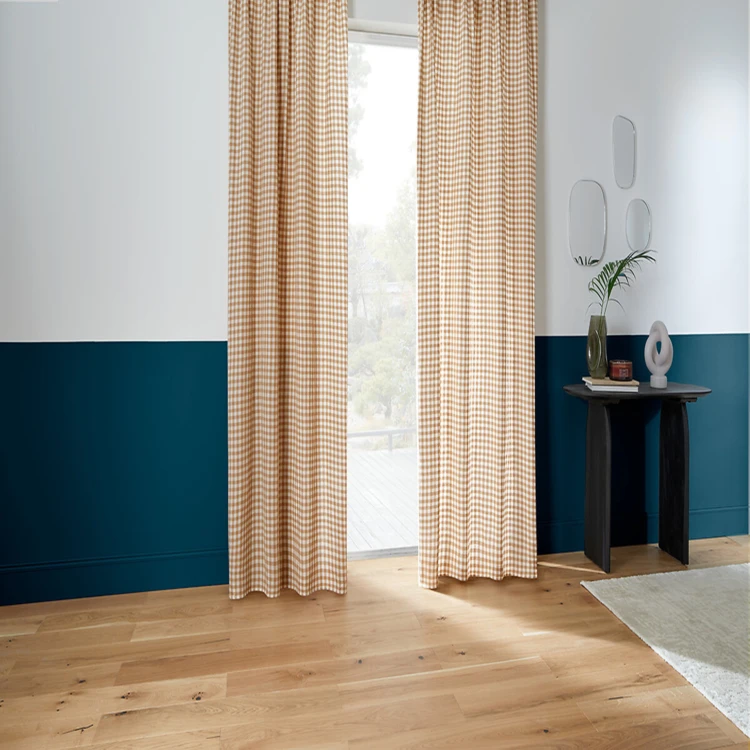 Tenda con passastanga in cotone a quadretti Vichy