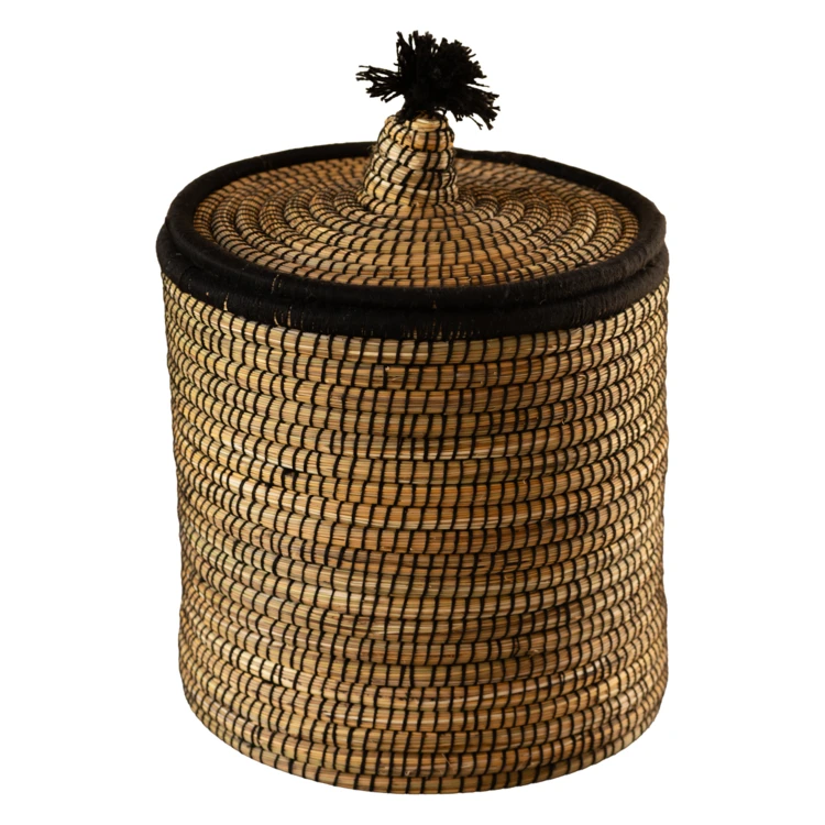 Panier à linge en fibres naturelles et laine