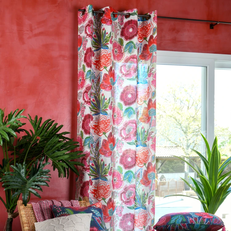 Tenda filtrante in polylin con motivo floreale