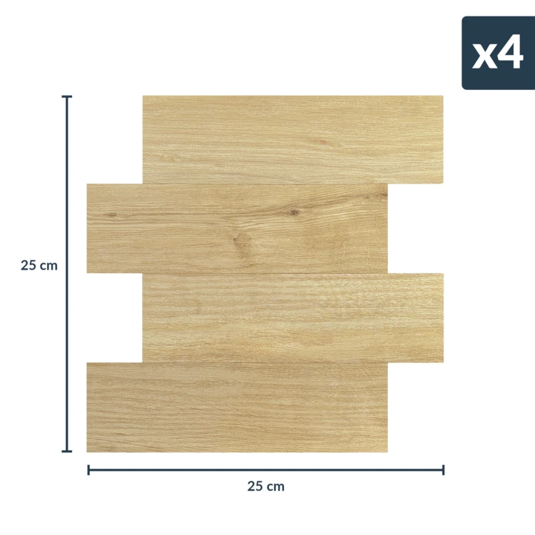 Zelfklevende 3D-wandpanelen met houteffect, 4 stuks
