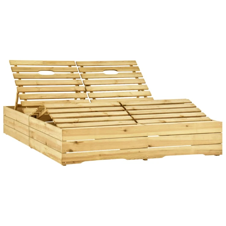 Chaise longue double extérieur en pin
