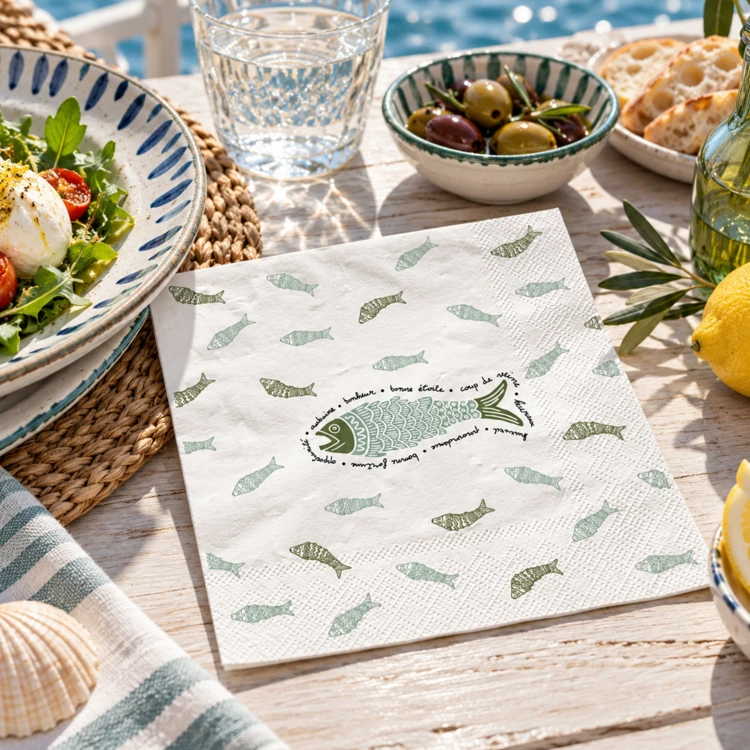 Papierservietten mit Fischmotiv - 20er-Pack