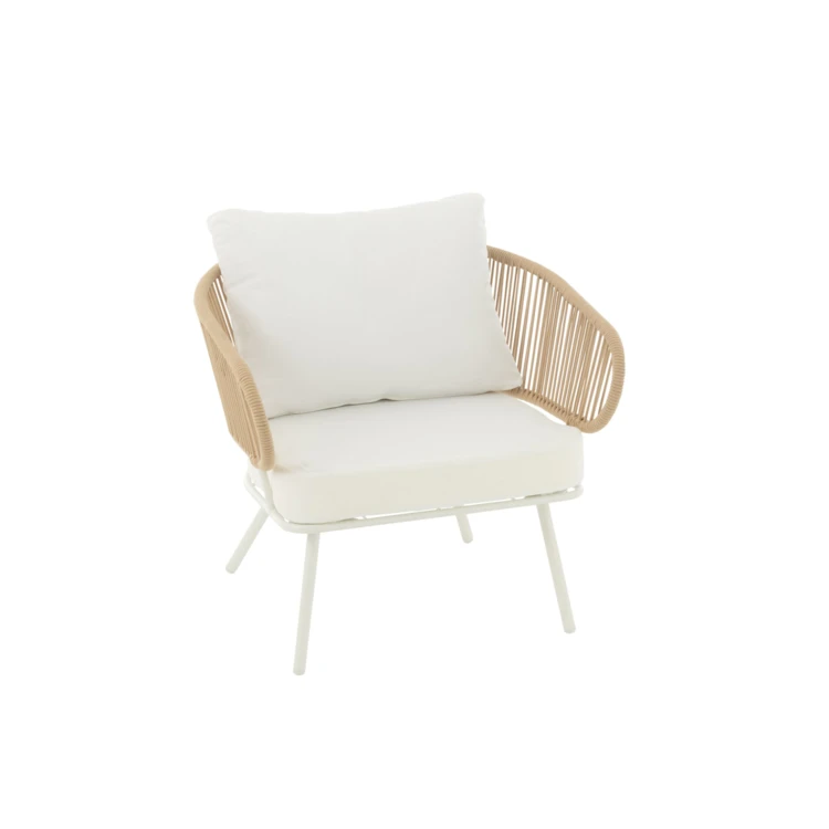 SET DE 3 CHAISES POA FER/ROTIN BLANC