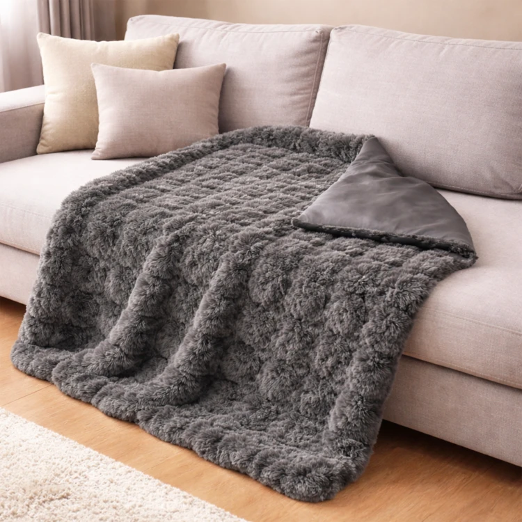 Plaid ultra doux 700 g/m² effet relief bubble