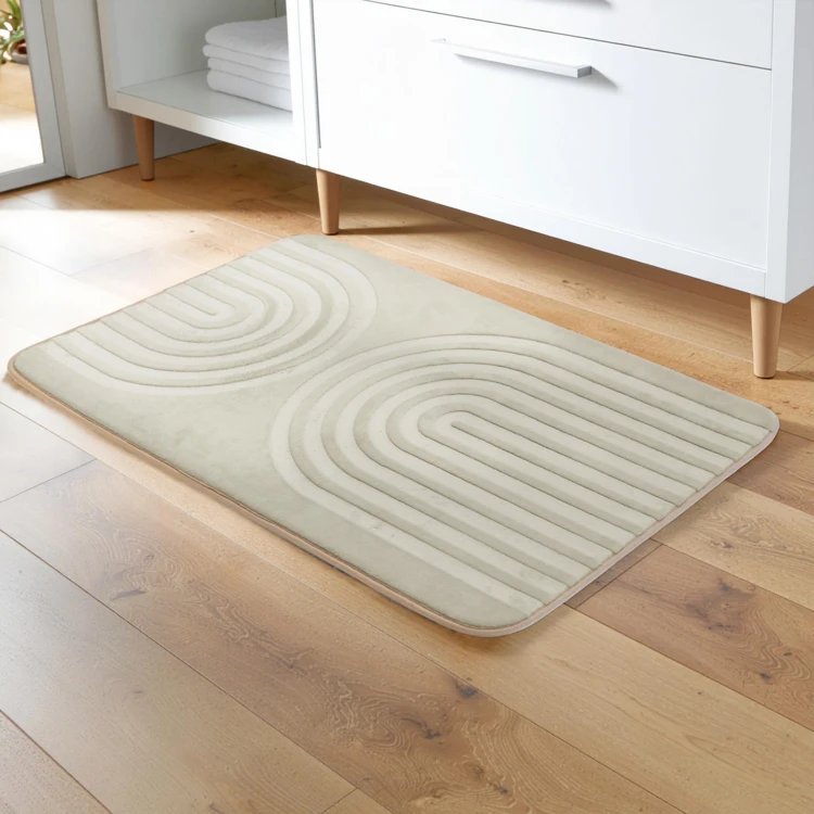 Tapis de bain antidérapant en microfibre à relief graphique