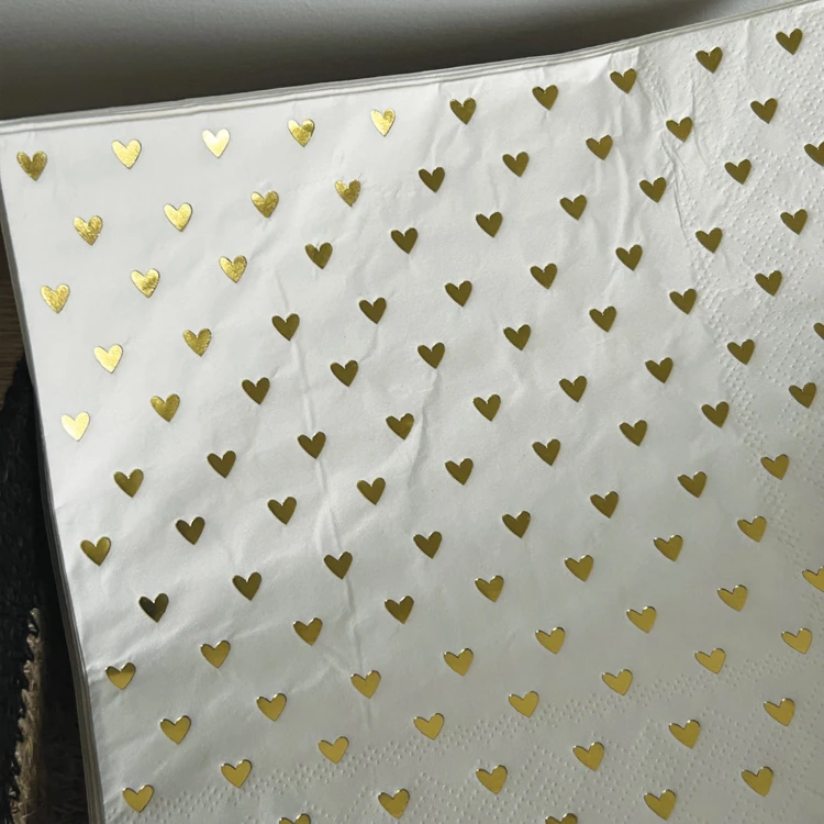 Lot von 20 Papierservietten Herzen