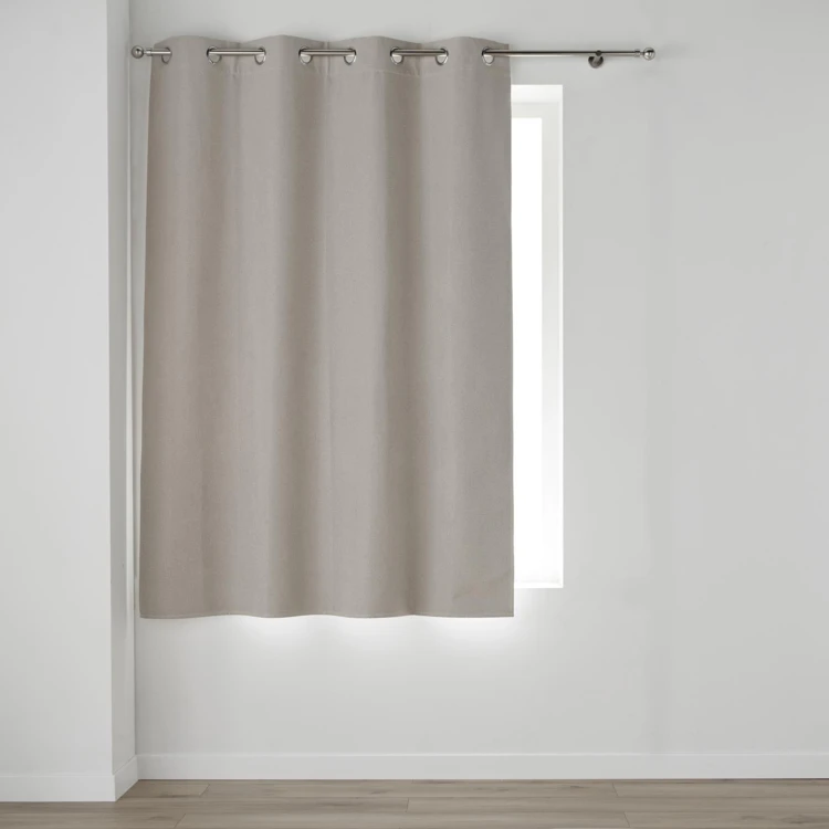 Rideau court occultant, isolant thermique et phonique en chambray