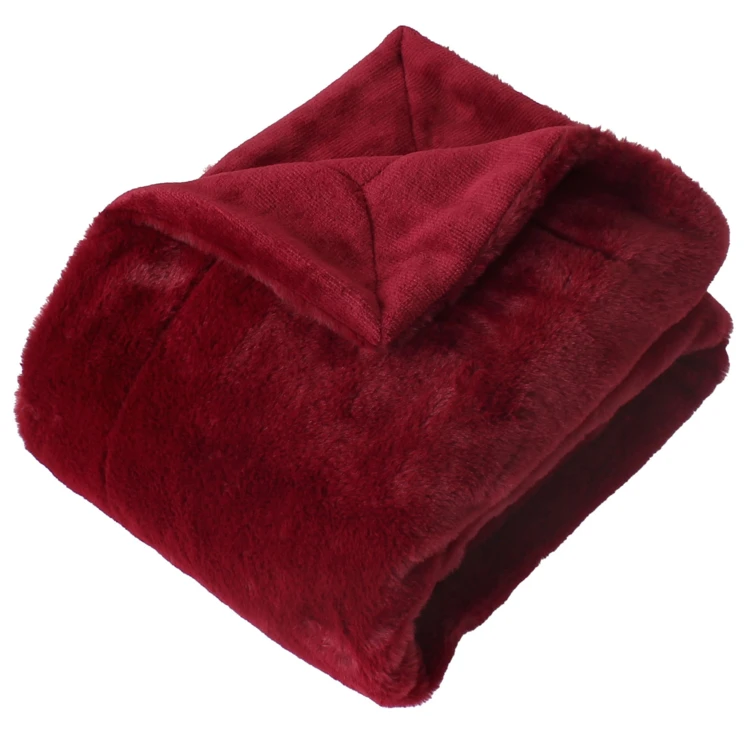 Plaid effet fourrure double face flanelle