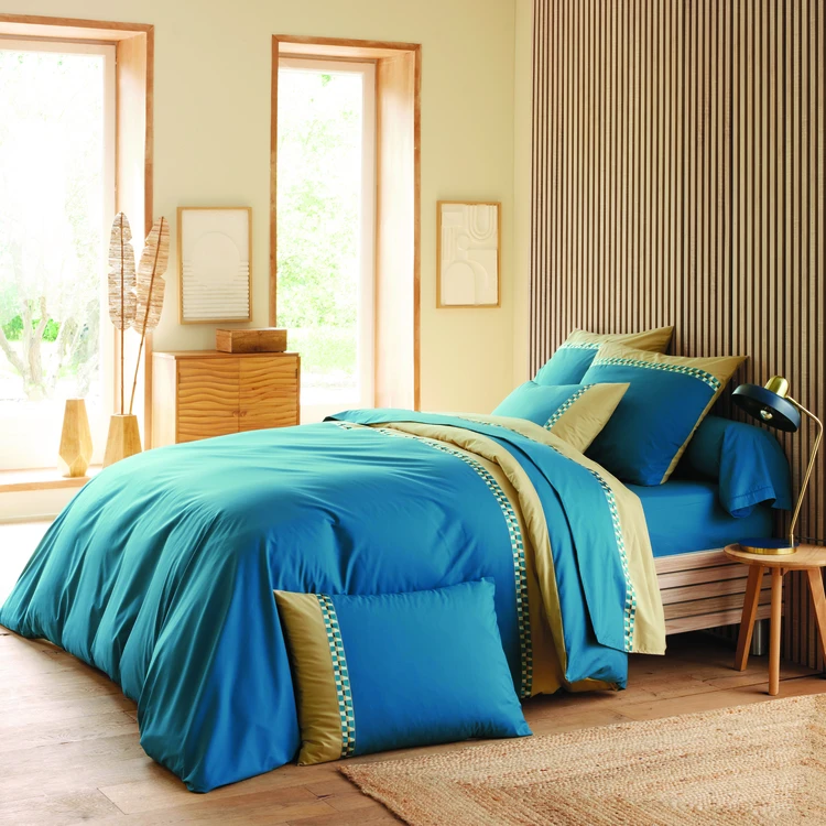 Drap plat percale de coton géométrique