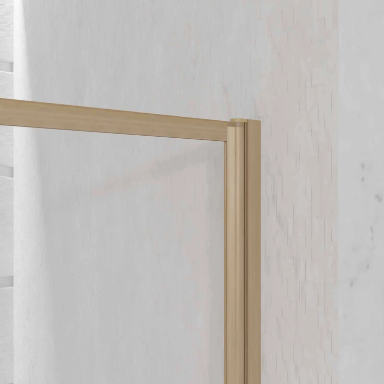 Pare-baignoire rabattable en verre trempé avec cadre aluminium effet bois