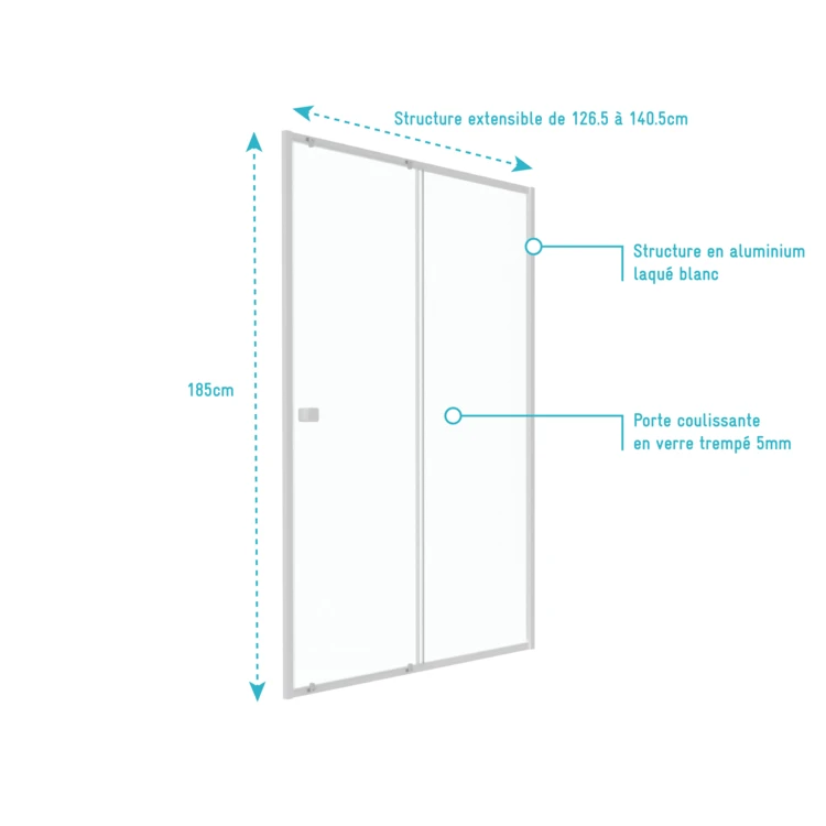 Porte de douche coulissante en verre trempé