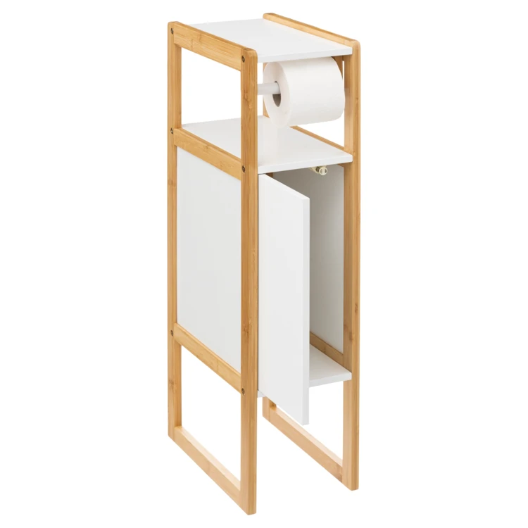 Dérouleur papier toilette avec rangement intégré en bois