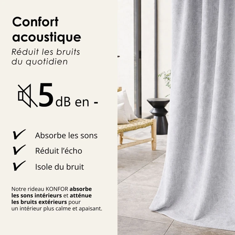 Rideau thermique phonique et semi occultant KONFOR