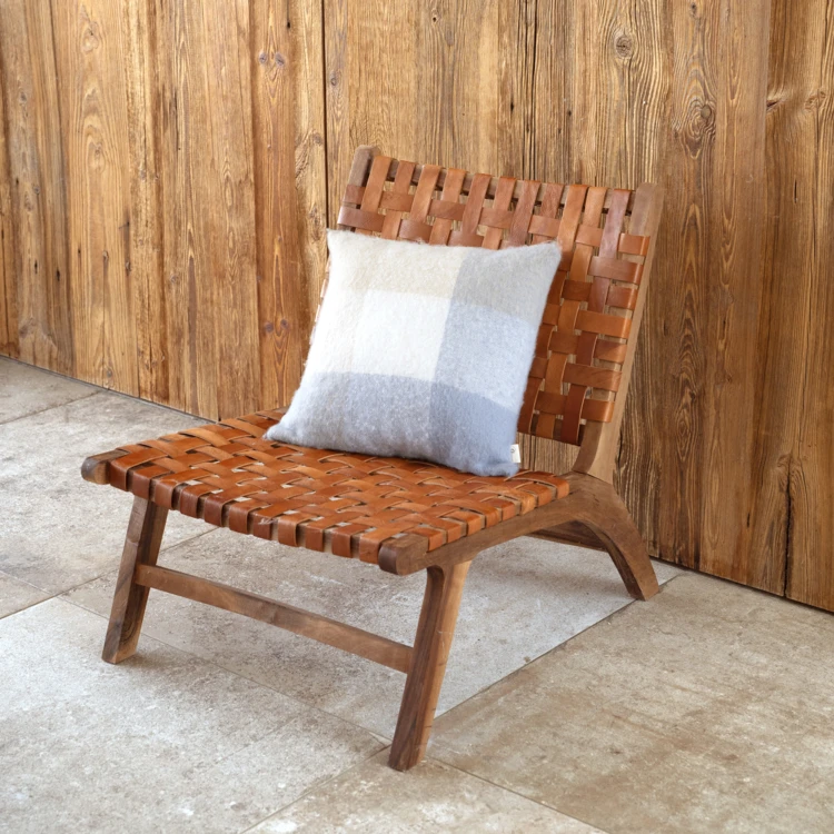 Housse de coussin à carreaux aspect mohair