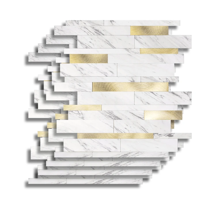 Crédence adhésive murale 3D motif lamelles 4 pièces